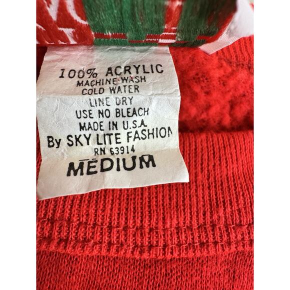 Vintage NutCracker Ugly Christmas Sweater M Red Cats Ornaments Glitter USA Made - Picture 4 of 9